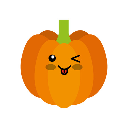 pumpkin fresh vegetable kawaii character vector illustration designのイラスト素材