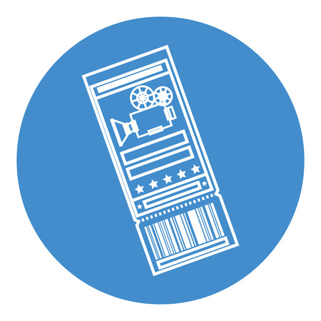 cinema ticket icon over blue circle and white background. vector illustrationのイラスト素材