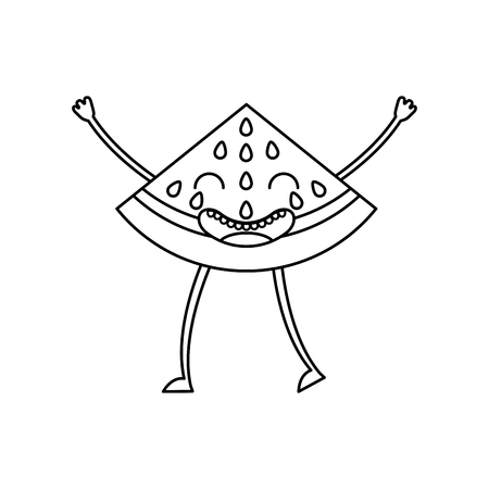 watermelon fresh fruit kawaii character vector illustration designのイラスト素材