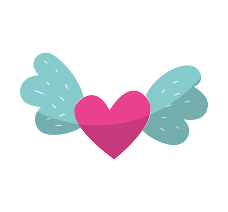 heart love with wings vector illustration designのイラスト素材