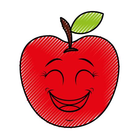 apple fresh fruit character vector illustration designのイラスト素材