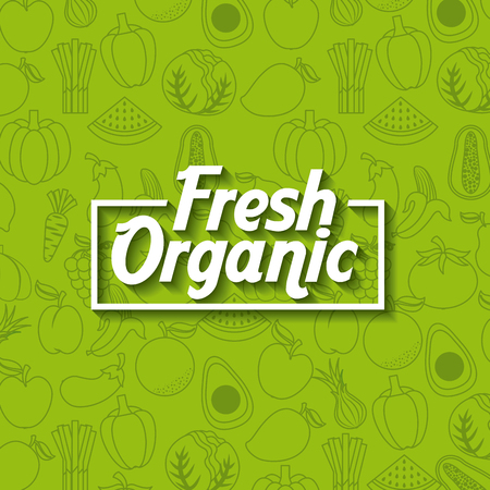 healthy organic vegetarian foods related emblem image vector illustration designのイラスト素材