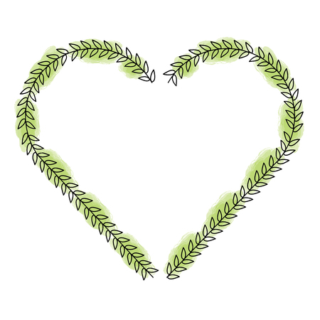 heart love with leafs romantic icon vector illustration designのイラスト素材