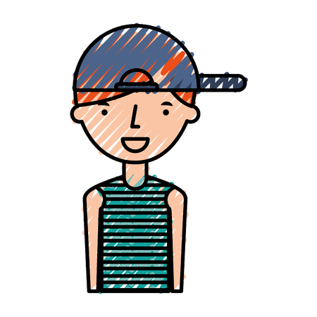 young boy with summer fashion vector illustration designのイラスト素材