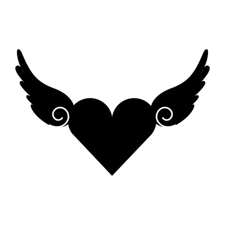 Heart love with wings romantic icon vector illustration designのイラスト素材