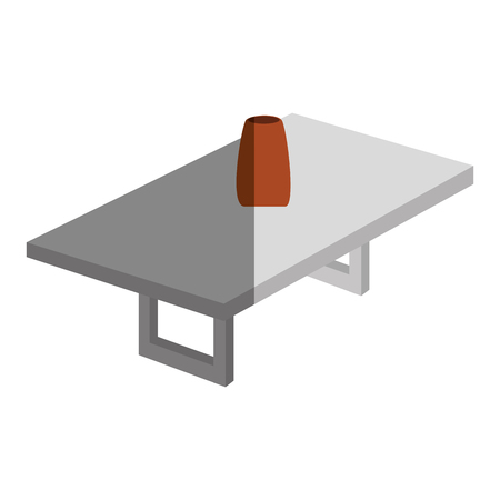 table wooden with flower vase isometric icon vector illustration designのイラスト素材