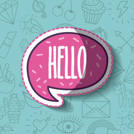 hello lettering girly icon over background image vector illustration designのイラスト素材