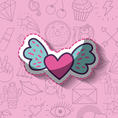 cartoon heart girly icon over background image vector illustration designのイラスト素材