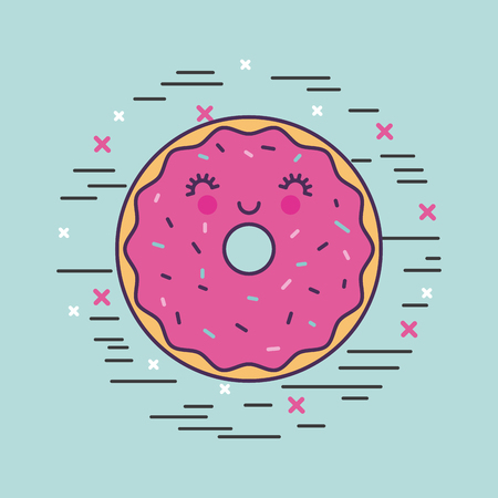 happy donut girly icon over background image vector illustration designのイラスト素材