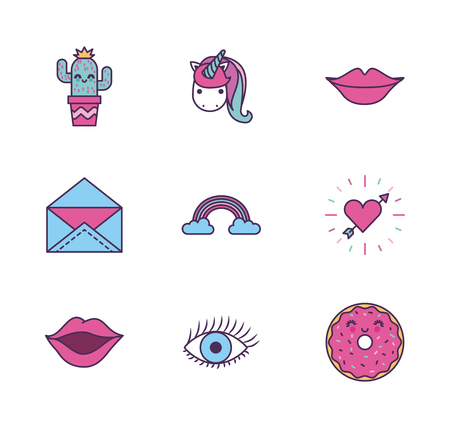 assorted girly icons image vector illustration designのイラスト素材