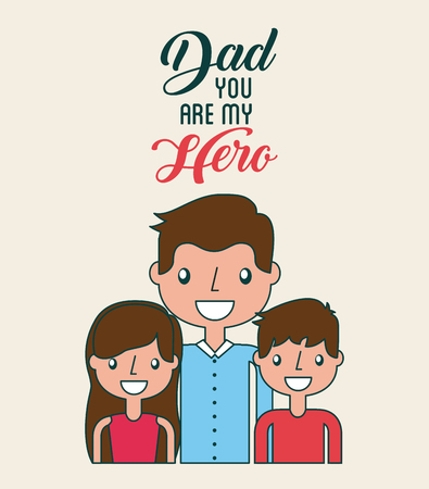 dad you are my hero fathers day related icons and lettering image vector illustration designのイラスト素材