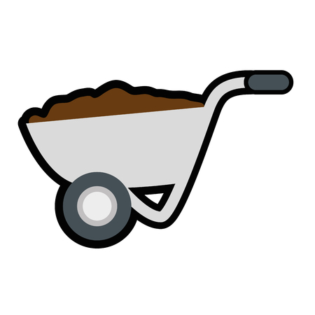 wheelbarrow with soil tool icon over white background. vector illustrationの写真素材