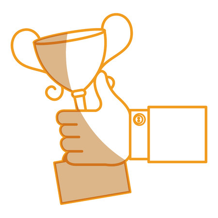 hand human with trophy cup isolated icon vector illustration designのイラスト素材