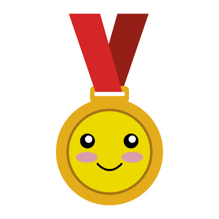 Championship medal comic character isolated icon vector illustration designのイラスト素材