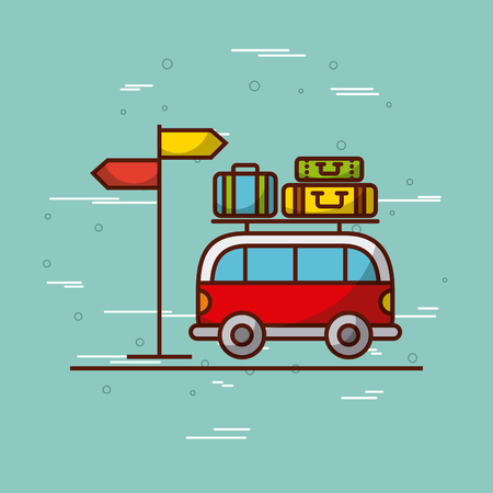 bus on the road travel related icons image vector illustration designのイラスト素材
