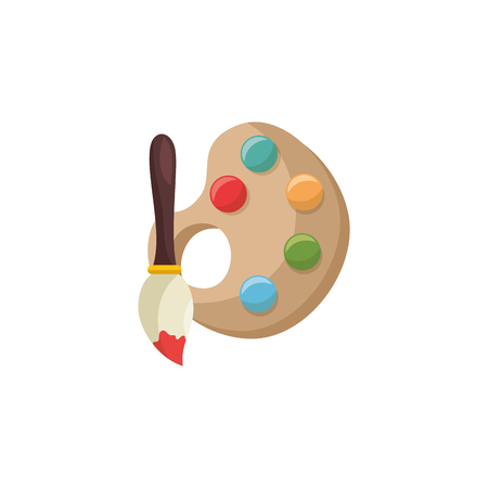 paint palette and brush icon over white background. colorful design. vector illustrationのイラスト素材