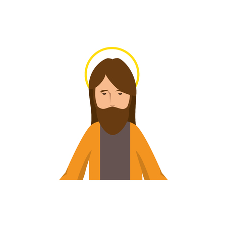 cartoon jesus christ icon over white background. colorful design. vector illustrationのイラスト素材