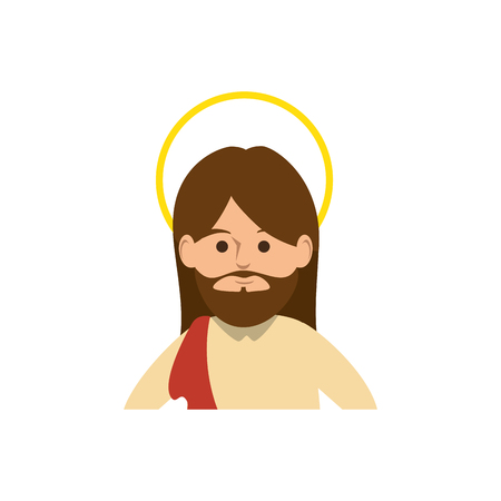 cartoon jesus christ icon over white background. colorful design. vector illustrationのイラスト素材