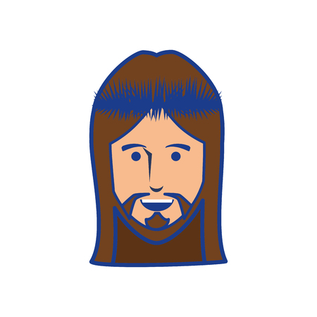 jesus christ face icon over white background. colorful design. vector illustrationのイラスト素材