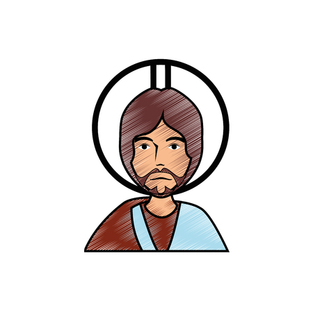 jesus christ with a halo icon over white background. colorful design. vector illustrationのイラスト素材