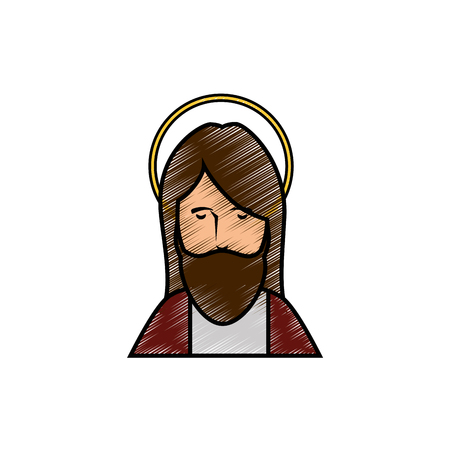 jesus christ with a halo icon over white background. colorful design. vector illustrationのイラスト素材