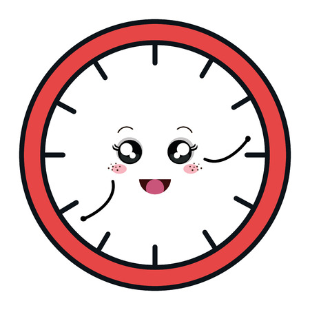 time clock comic character isolated icon vector illustration designのイラスト素材