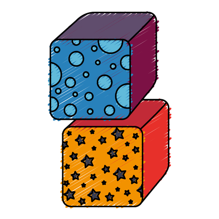 cubes blocks toy icon vector illustration designのイラスト素材