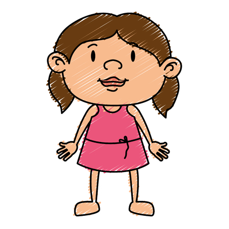 cute little girl character vector illustration designのイラスト素材