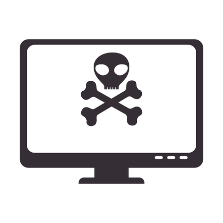 computer desktop with skull isolated icon vector illustration designのイラスト素材