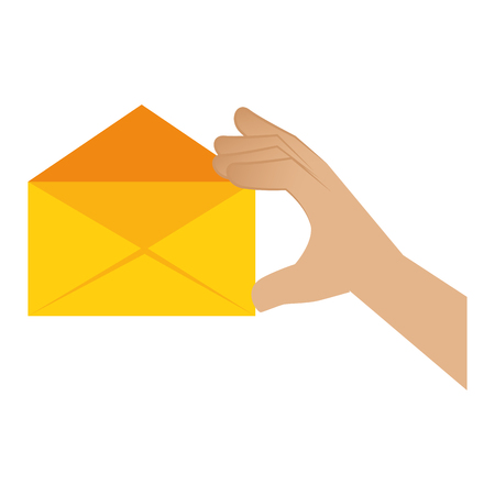 hand human with envelope mail isolated icon vector illustration designのイラスト素材