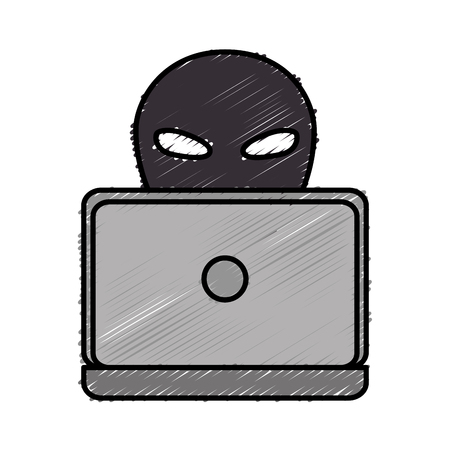 Hacker with computer avatar character vector illustration designのイラスト素材