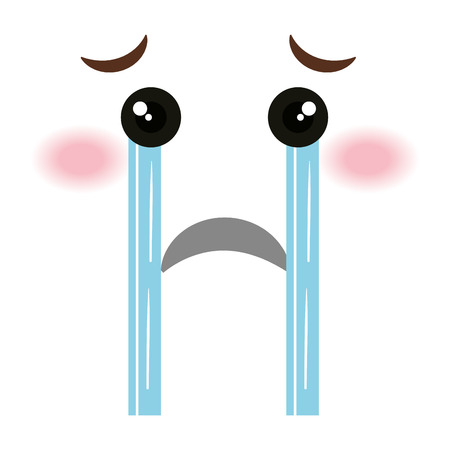 crying face emoticon kawaii style vector illustration designのイラスト素材