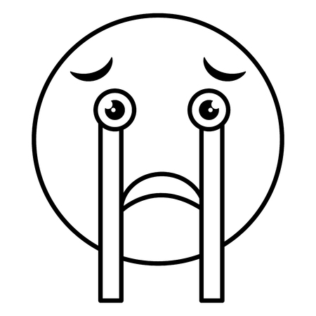 crying face emoticon kawaii character vector illustration designのイラスト素材