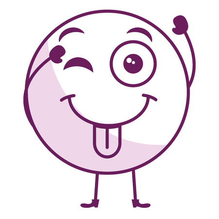 tongue out face emoticon kawaii character vector illustration designのイラスト素材