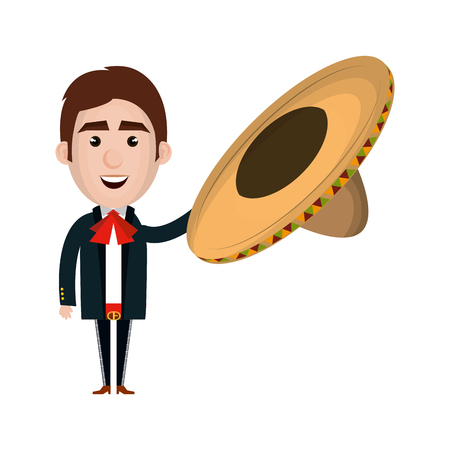 Mexican mariachi avatar character vector illustration designのイラスト素材