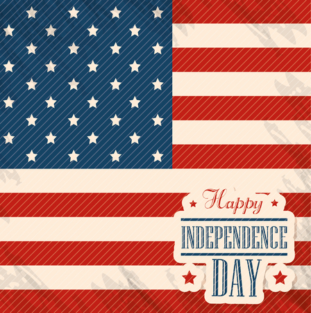 Happy independence day with american flag background. Vector illustration,のイラスト素材