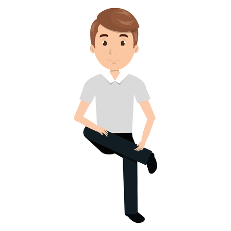 young man avatar sitting character vector illustration designのイラスト素材