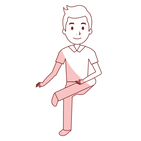 young man avatar sitting character vector illustration designのイラスト素材