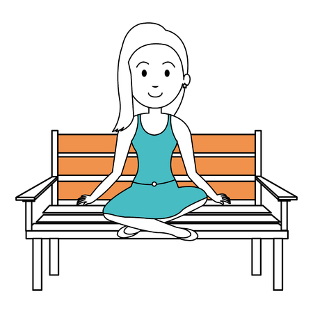 Woman sitting on park chair vector illustration designのイラスト素材