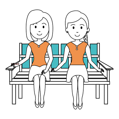 Woman sitting on park chair vector illustration designのイラスト素材