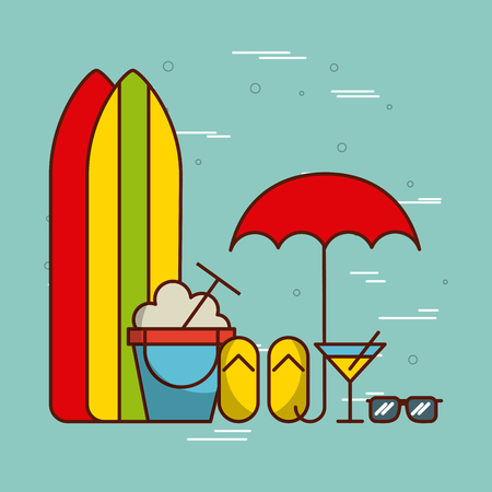 surfing board with travel related icons image vector illustration designのイラスト素材