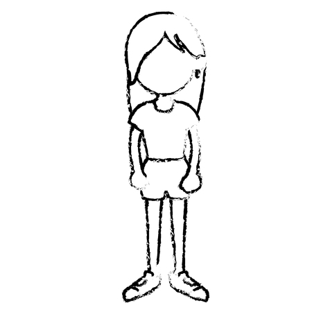 beautiful and young woman character vector illustration designのイラスト素材