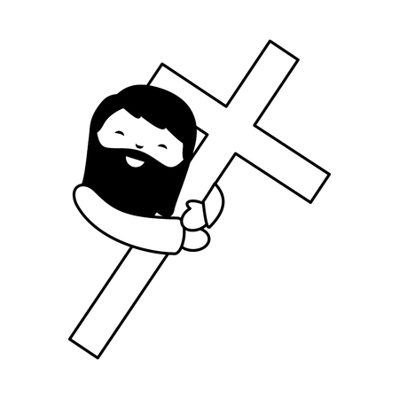 holy jesuschrist with cross character icon vector illustration designのイラスト素材