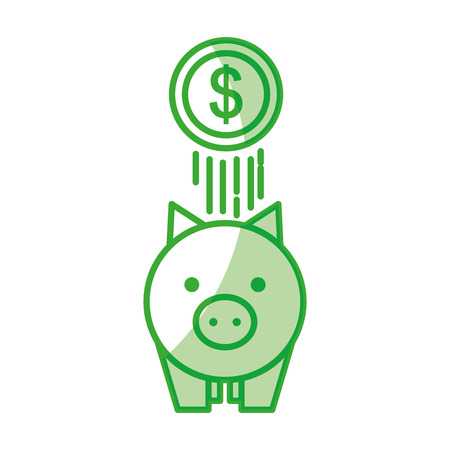 piggy savings with coins vector illustration designのイラスト素材