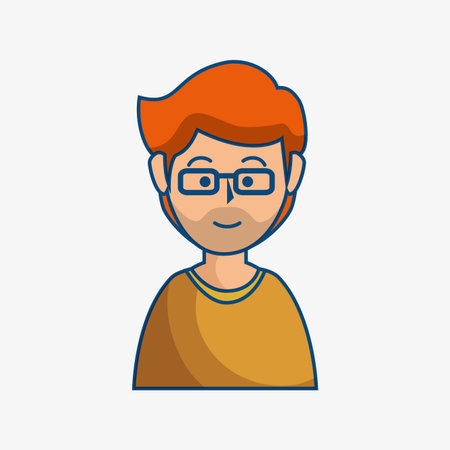 Ginger man with glasses over white background. vector illustration.のイラスト素材