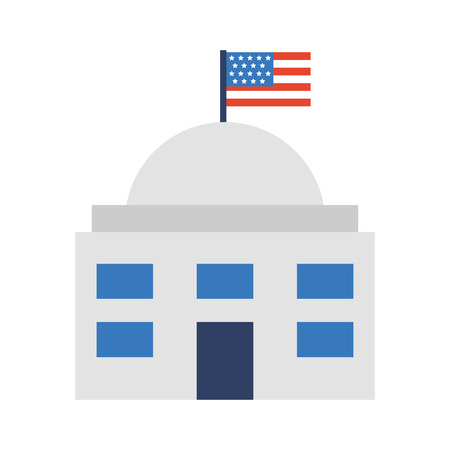 white house with flag vector illustration designのイラスト素材