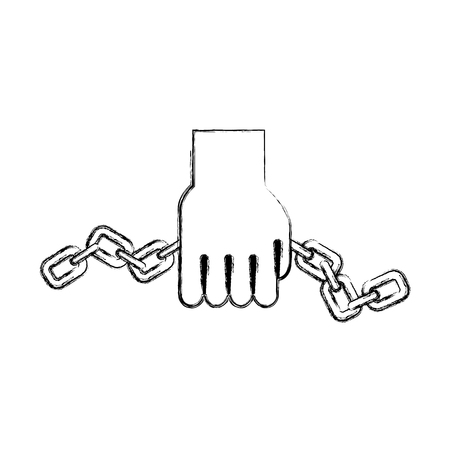 hand human with chains vector illustration designのイラスト素材