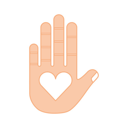 hand human with heart vector illustration designのイラスト素材