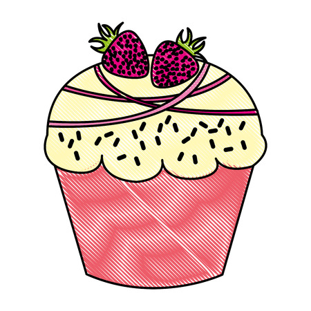 sweet and delicious cupcake isolated icon vector illustration designのイラスト素材