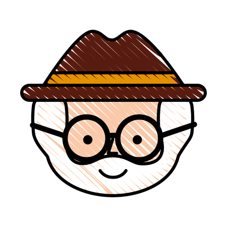 cute grandfather head avatar character vector illustration designのイラスト素材